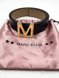 Cintura Marc ellis in pelle nera e oro