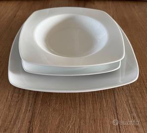 Servizio di 36 piatti in ceramica bianco moderni