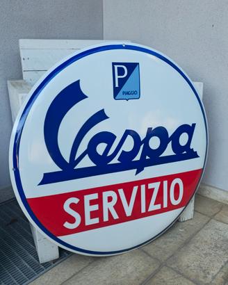 insegna smaltata vespa servizio diametro 80cm 