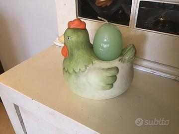 Gallinella portacandela con federa cuscino