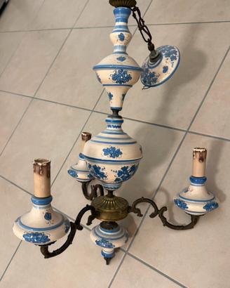 Lampadario Deruta in ceramica dipinto a mano