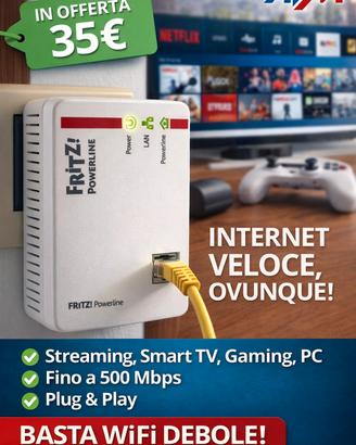FRITZ! Powerline 510E (Singolo,no coppia) 