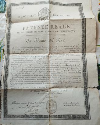patente reale originale anno 1842
