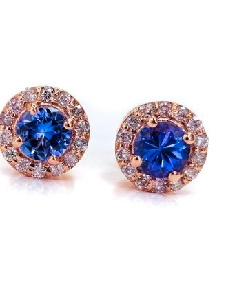 tanzanite blu da 1,00 ct e diamanti N.Fancy rosa..