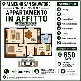 Ad Almenno con due camere con posto auto privato