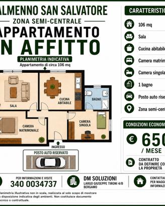 Ad Almenno con due camere con posto auto privato