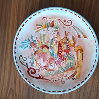 Piatto ceramica dipinto a mano arte precolombiana