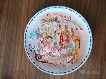 Piatto ceramica dipinto a mano arte precolombiana