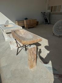 Mobile lavandino in travertino persiano