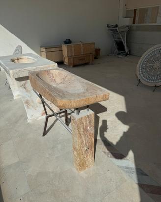 Mobile lavandino in travertino persiano