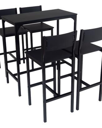 Set tavolo bar con 4 sgabelli nero mod. Lignano