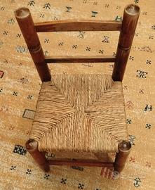 Sedia vintage impagliata a mano 