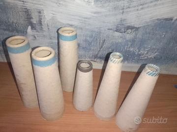 6 coni di filati di cartone per tessile filatura