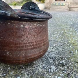 Set 2 Paioli Antichi in Rame Lavorati a Mano