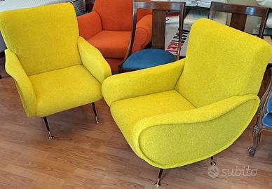 coppia poltrone stile Marco Zanuso 