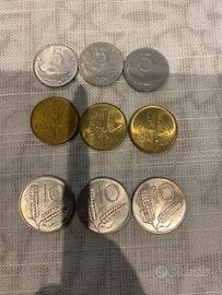 Lotto di monete da 5, 10, 20 lire