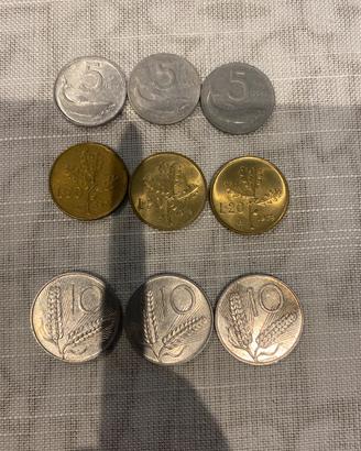 Lotto di monete da 5, 10, 20 lire