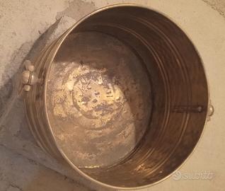 Portavaso in ottone tondo 22x37 cm vintage 