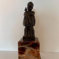 Scultura Bronzo Bambina con Pinocchietto-D.Passani