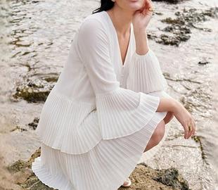 Abito pana plissé donna Zara Tg XS Nuovo 