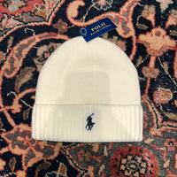 Polo Ralph Lauren -Berretto in lana panna con logo