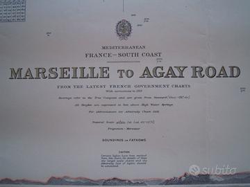 Marseille To Agay Road - Carta Nautica anni '60