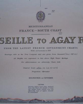 Marseille To Agay Road - Carta Nautica anni '60
