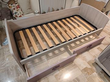 Letto singolo con cassettoni contenitore