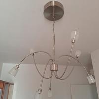 lampadario acciaio con 7 braccia