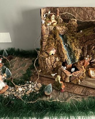 Presepe completo con ruscello