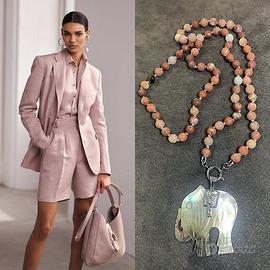 Collana in Pietra Naturale Opaco Fiore di Prugno