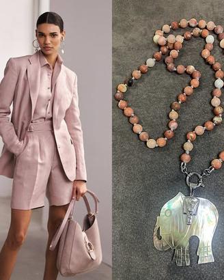 Collana in Pietra Naturale Opaco Fiore di Prugno