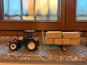 Trattore renaul 155/54 + rimorchio + balle