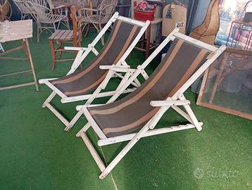 Sedie sdraio Vintage legno e tela mare