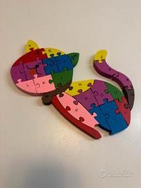 Puzzle in legno numeri e lettere