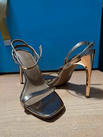 sandali con tacco oro