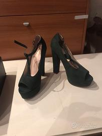 Scarpe donna 39 open toe e tacco alto verde