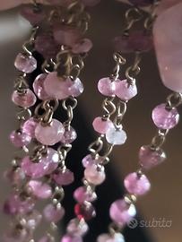 collana con perle quarzo rosa.