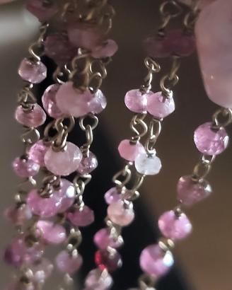 collana con perle quarzo rosa.