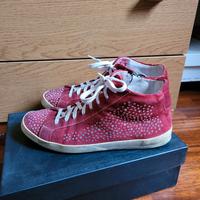 sneakers alte rosse strass vera pelle tg 40