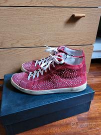 sneakers alte rosse strass vera pelle tg 40