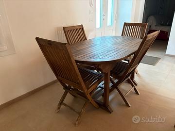 Tavolo ovale con sedie in legno Teak