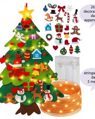 Albero di Natale per bambini in feltro e Luci LED