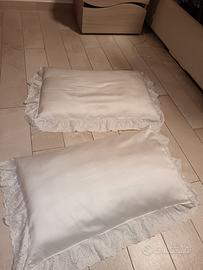 Coppia set 2 Cuscini seta ricamo - Bianchi 