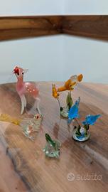 Statuette di animali in vetro