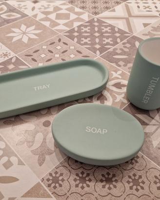 Set accessori bagno color verde salvia