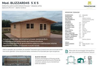 Casetta in legno 5x5 spessore 45mm blockhouse