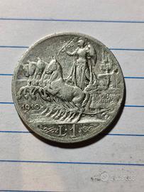 1 lira argento quadriga 1910