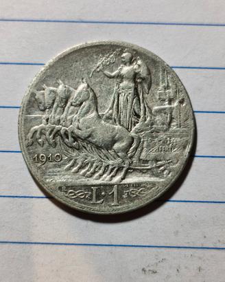 1 lira argento quadriga 1910