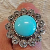 Anello argento800 artigianato Sardo pasta turchese
